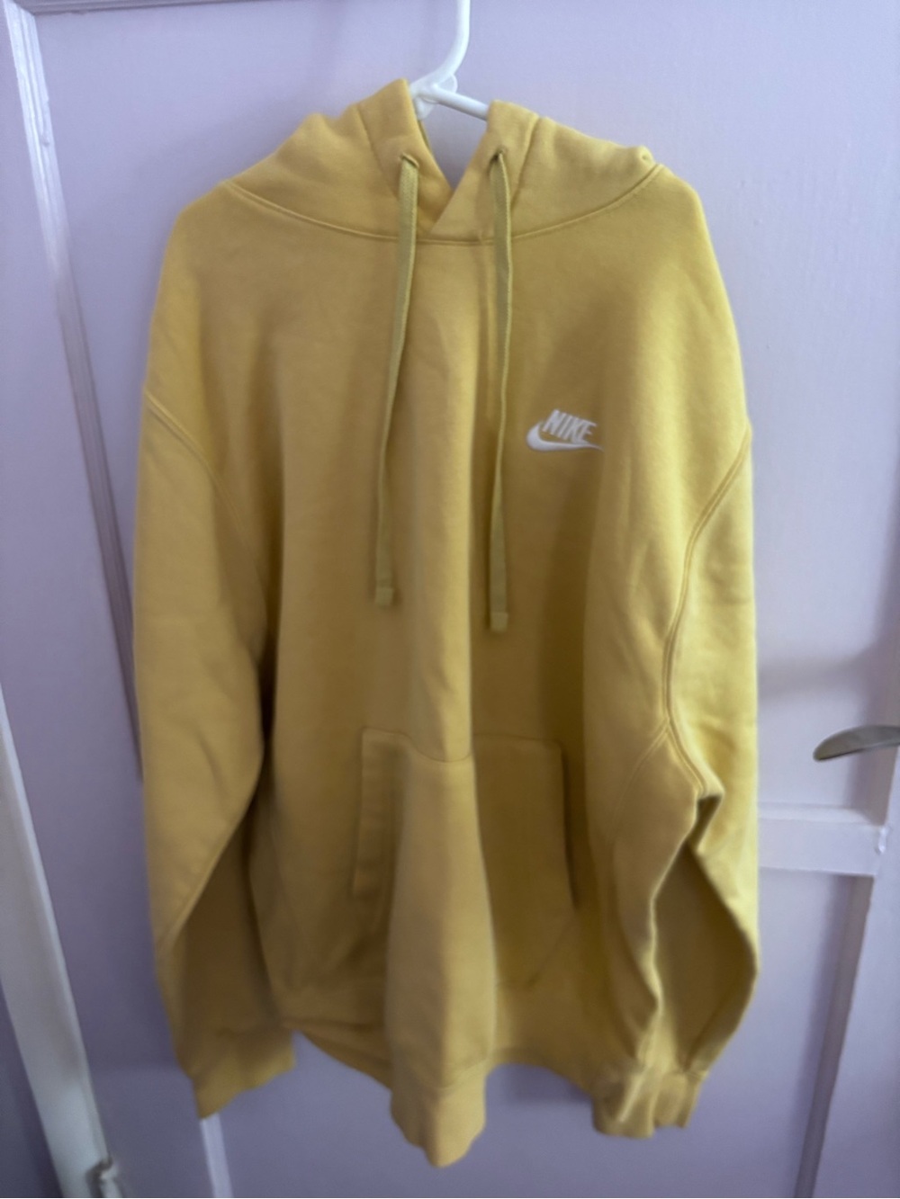 Nike Yellow Pullover Hoodie with White Swoosh
